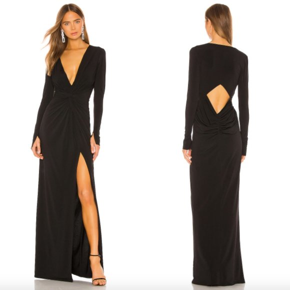 Katie May In A Mood black long sleeve cutout v-neck twist front maxi dress - Picture 1 of 6